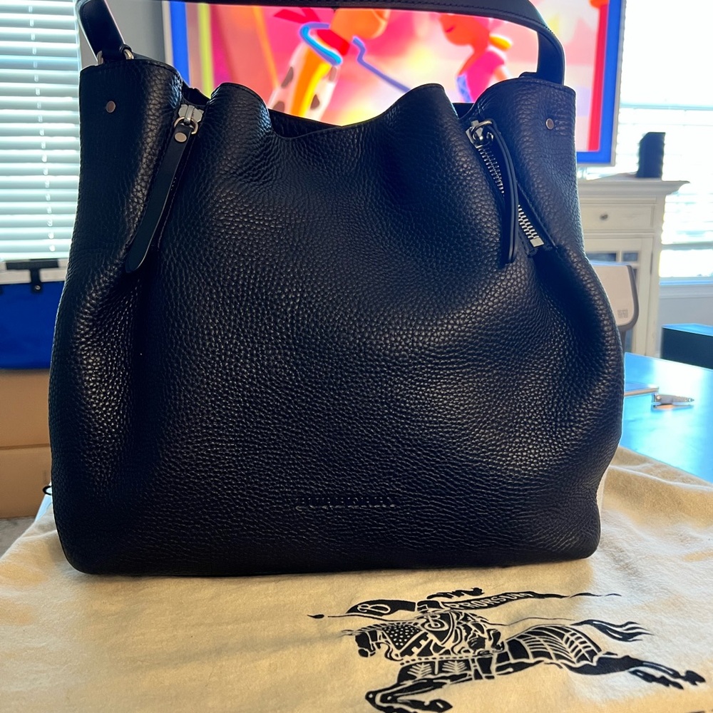 Elegant Black Leather Tote Bag
